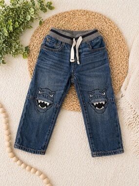 GAP Toddler Boys Jeans 2 Years Slim Dinosaur Knee Pull On